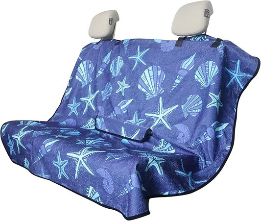 Back Seat Cover for Car Trucks Van SUV,Waterproof Rear Bench Towel Seat Covers for Dogs and Kids,Automotive Backseat Protector (Conch Shells Starfish)-PawvioPets