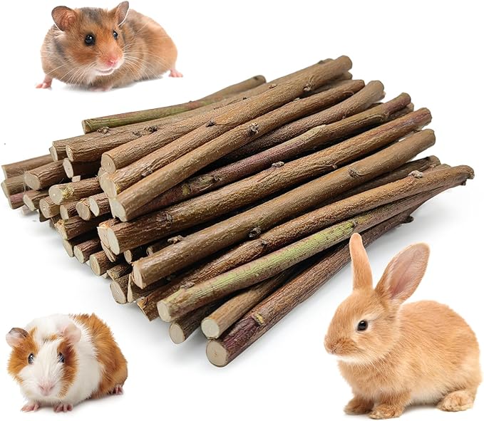250g Natural Peach Wood Chew Sticks for Rabbits, Hamsters, Chinchillas - Extra Hard Teeth Grinding Toy | Untreated, Safe & Long-Lasting Rodent Chews-PawvioPets