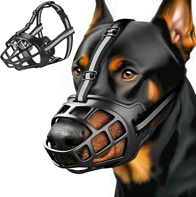 Dog Muzzle, Breathable Basket Muzzles for Small Medium Large Sized Dogs, Adjustable Humane Cage Mouth Cover for Scavenging Grooming Biting Chewing, Allows Panting and Drinking(Soft Rubber, XS)-PawvioPets