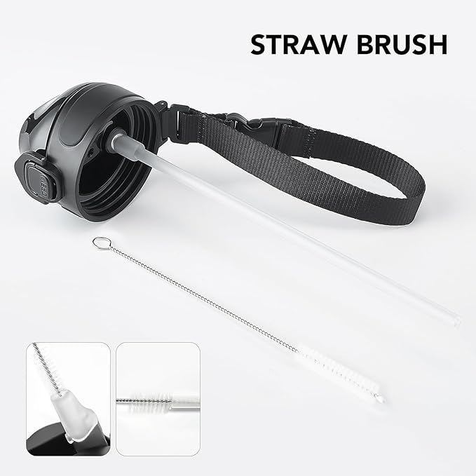 Enerbone 32 oz Insulated Water Bottle, Stainless Steel Bottle with Carrying Strap, Double-Wall Vacuum Insulation Design, Leakproof Sports Bottle with Straw, Keep Drinks Cold or Hot for Hours-PawvioPets