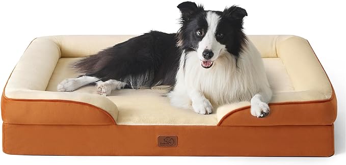 Bedsure Orthopedic Dog Beds Large Sized Dog - Washable Large Dog Cat Bed Waterproof, Comfort Dogs Couch Sofa with Washable Removable Cover, Pet Bed with Nonskid Bottom, Ember Clay, 35"-PawvioPets