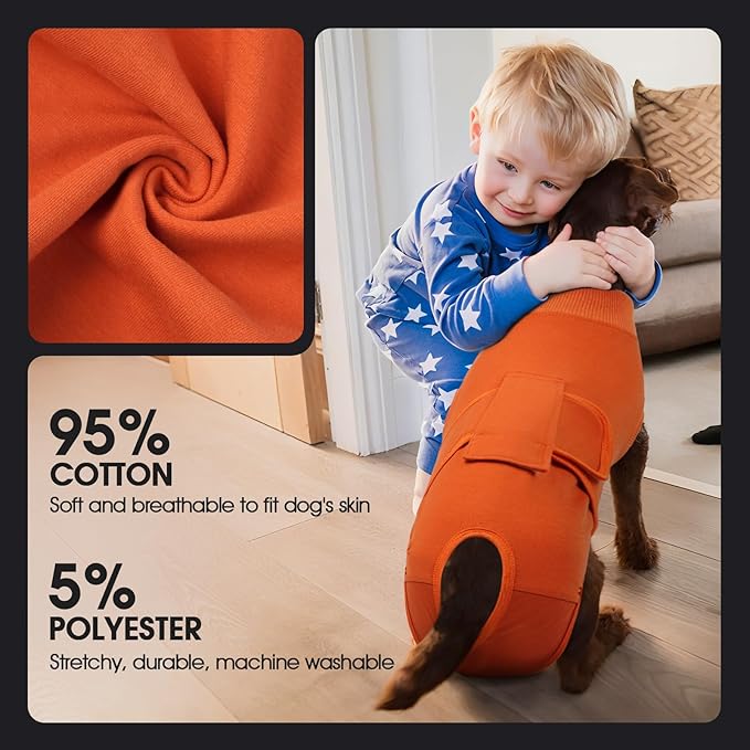 FUAMEY Dog Recovery Suit Male,Dogs Surgery Neuter Suits Puppy Spay Shirts for Female Protect Dog's Skin Anti Licking Abdominal Wounds Doggie Onesie Pet Bodysuit Alternative to Cone Orange M-PawvioPets