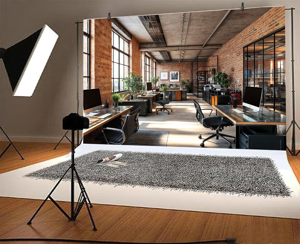 8X8ft Office Video Photo Backdrop Photography Background for Recording Conference, Zoom Home Podcast Backdrops Photo Booth Prop Decorations Wall Decor Tablecloth