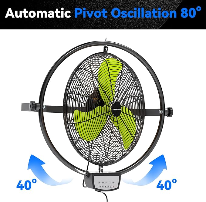 20 IN 5500 CFM Remote Control Wall Mount Fan, 3 Speed High Velocity Wall Fan with Timer, Oscillation & Tilting, Air Circulator for Garage, Commercial, Greenhouse, Warehouse & Gazebo Use, UL Listed-PawvioPets