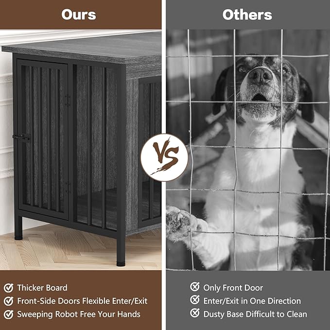 EasyCom 31.5" Small Dog Crate Furniture, Chew-Resistant Dog Crates for Small and Medium Dogs, Dog Kennel Furniture Indoor with 2 Doors and 3.94" Raised Feet, as TV Stand, End Table, Crate Table-PawvioPets