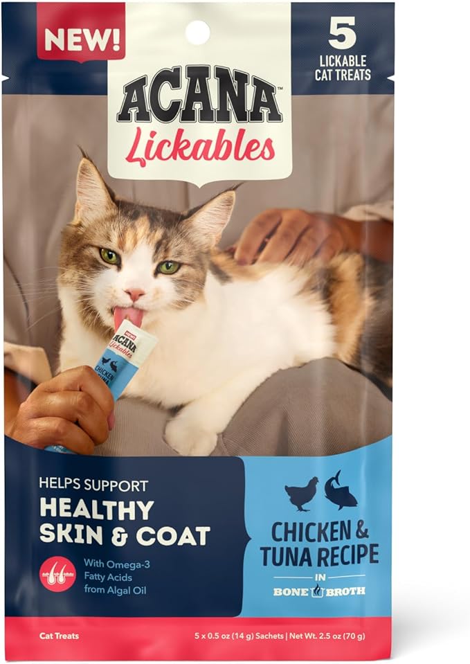 ACANA Lickables Cat Treats Chicken & Tuna Recipe .5oz Tubes (5 Count)-PawvioPets