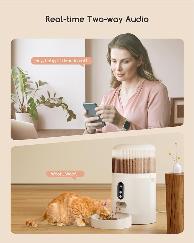 faroro Automatic Cat Feeder with Camera, 3MP HD Video & Night Vision, 5G/2.4G WiFi Smart Pet Feeder with APP Control, 2-Way Audio, Motion Alerts, Low Food Sensor, Timed Cat Feeder for Cats & Dogs, 4L-PawvioPets