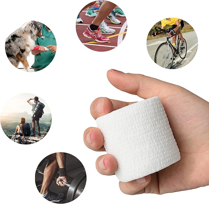 9 Pack 2" x 5 Yards Self Adhesive Bandage Wrap Self Stick Wrap for Ankle, Wrist, Finger, Sports, Breathable Cohesive Vet Tape for Pets (White)-PawvioPets