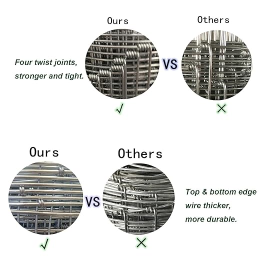 40in x 100ft Galvanized Wire Fence, Hog Goat Fencing Garden Fencing Roll, Heavy Zinc Coating Metal Wire Mesh for Yard Vegetable Plant Protection Poultry Netting-PawvioPets