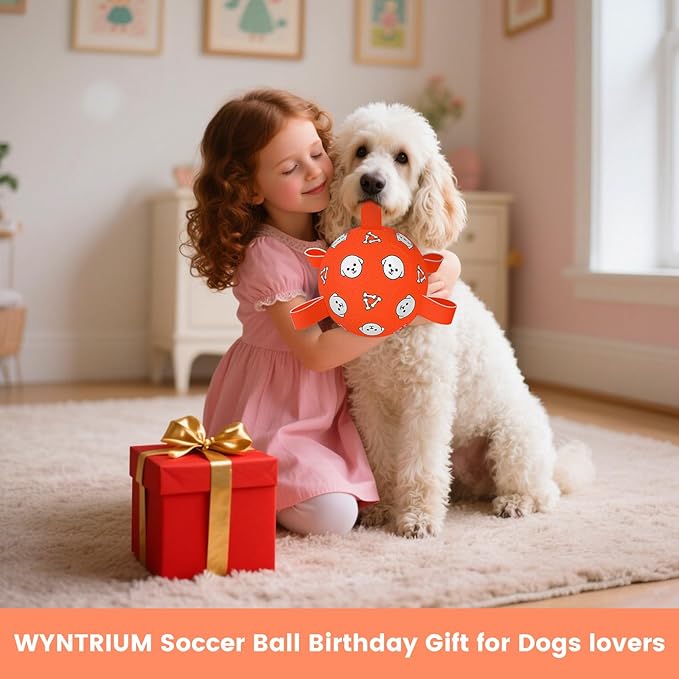 Dog Toys Soccer Ball with Straps, Durable Dog Balls, Interactive Dog Toys for Tug of War, Floating Water Puppy Toys for Indoor/Outdoor – Fun Dog Birthday Gift for Small Medium Dogs, 6 Inch-PawvioPets