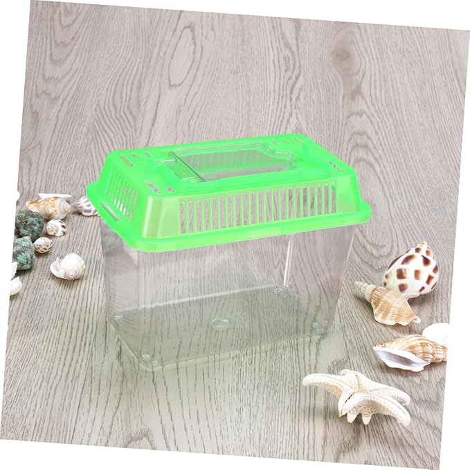 Betta Fish Tank LED Fish Tank Plastic Aquarium Gallon Fish Bowl Small Betta Tank Fish Box with Portable Goldfish Bowl Frog Suite Travel Green Portable Fish Tank Travel-PawvioPets