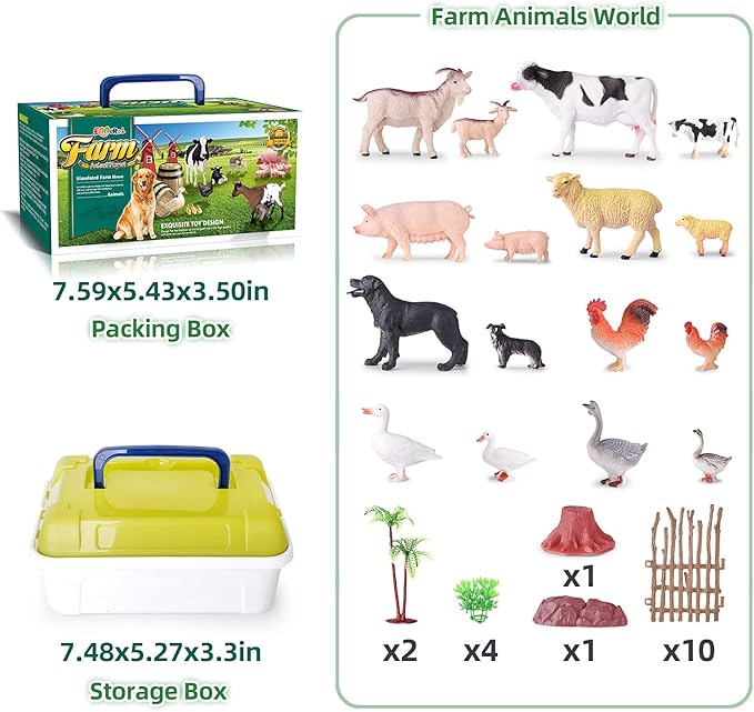 35 PCS Farm Animals Toys for Toddlers 3 Years Old Boys and Girls Realistic Animal Figures Playsets Toys for Kids 3~8 Christmas Birthday Gift-PawvioPets