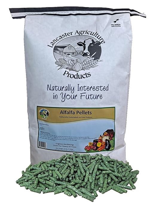 Alfalfa Meal Pellets 16 Pounds Organic Fertilizer for Flowers, Vegetables & Trees - Ideal Rabbit Food, Hamster Food, Timothy Hay Alternative - Lancaster Agriculture Products (16 Pounds)-PawvioPets