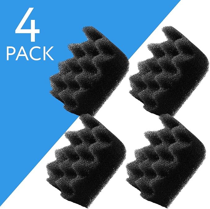 Evergreen Pet Supplies Aquarium Filter Foam Replacement - 4-Pack, Black - Compatible with Fluval 304/305/306 & 404/405/406 Models - Fish Tank Accessories & Aquarium Filters-PawvioPets