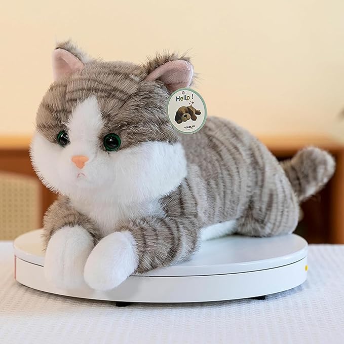 19 inch 3 lbs Cat Weighted Stuffed Animals, Realistic Weighted Cat Stuffed Animal, Sensory Comfort Plush Throw Pillow, Soft Kawaii Stuffed Kitty Plush Toy Gift for Adults Kids Youth-PawvioPets