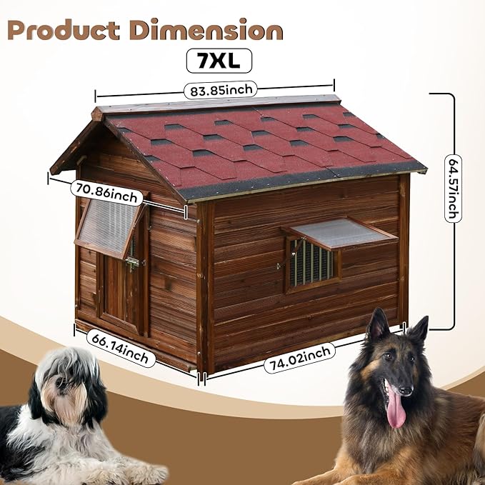 Extra Large Dog House Outdoor for Large Breed Dogs,Weatherproof Dog Houses for Dogs Outside with Door,Goat House for Outside, Wooden Dog House Outdoor-PawvioPets