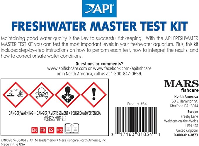 API FRESHWATER MASTER TEST KIT 800-Test Freshwater Aquarium Water Master Test Kit, White, Single, Multi-colored-PawvioPets
