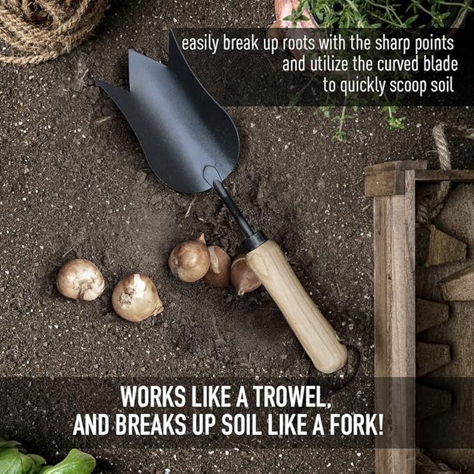 Colwelt Garden Tools Set, 8 Piece, Heavy Duty Gardening Tools with Wooden Handle, Including Garden Tote, Kneeling Pad, Gloves, Pruner, Trowel, Tulip Trowel, Cultivator - Gardening Gifts for Women Men-PawvioPets