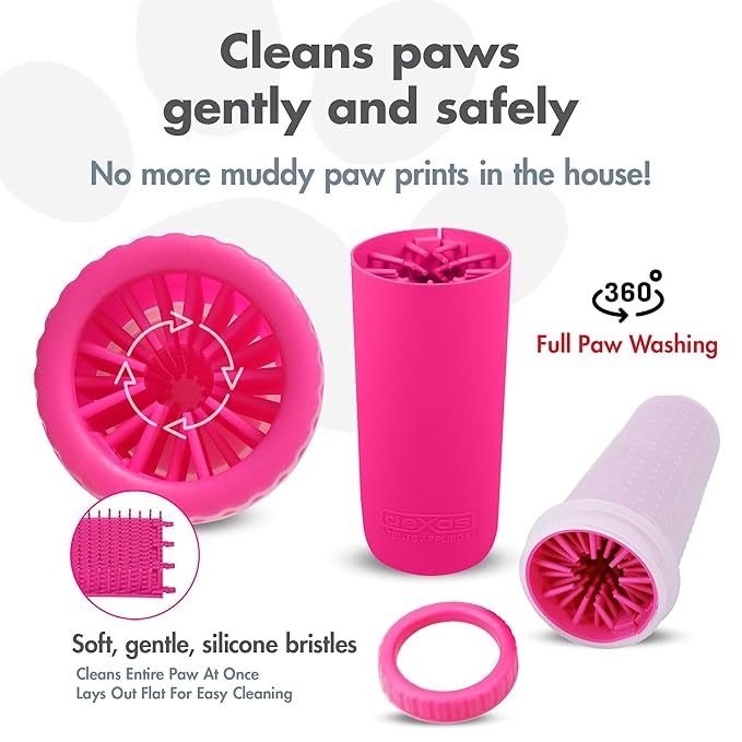 Dexas MudBuster Portable Dog Paw Cleaner, Pink Large Pet Supplies and Accessories-PawvioPets