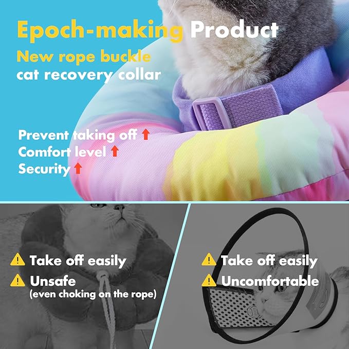 EWES Cat Cone Collar Soft S Size,Alternative Neck Cones to Stop Licking,Comfy Elizabethan Collars After Surgery Neuter,Donut Collar for Pet Cat Dog Kitten e Collar Recovery Shame-PawvioPets