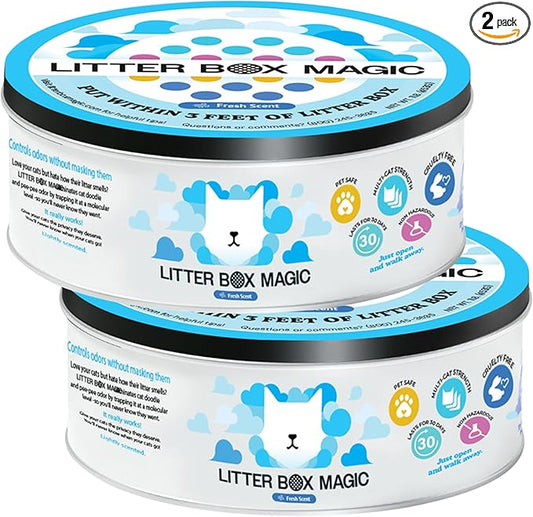 Cat Litter Deodorizer Jar (Fresh Scent, 16 Oz, Pack of 2) - Cat Litter Odor Absorber Gel In A Jar - Litter Box Pet Air Freshener - Litter Odor Eliminator to Freshen Air-PawvioPets