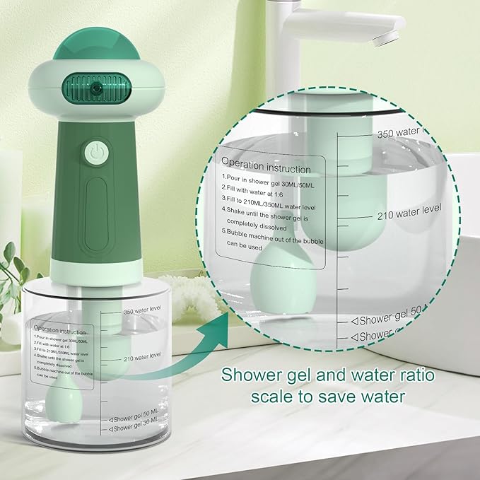 Dog Shampoo Dispenser, UFO Dog Shampoo Sprayer, Electric Foaming Shampoo Dispenser for Dog and Cat Washing, for Bathtub, Kitchen Sink, Bathroom Cleaning, Green-PawvioPets