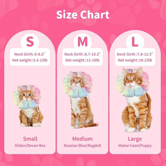 Dog Cat Surgical Recovery Cone Dog Protective Collar, Pet Recovery E-Collar Soft Neck Cone to Stop Licking Wound for Cats & Kittens Small Dog After Surgery-PawvioPets