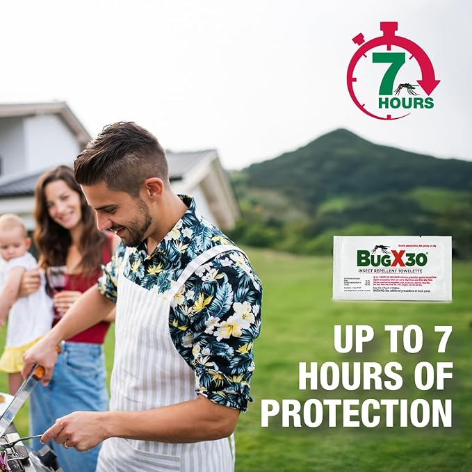 CoreTex Bug X 30 Mosquito, Tick, & Insect Repellent Wipes (30% DEET) with Resealable Travel Bag - Pack of 15 Single-Use Bug Repellent Wipes for Up to 7+ Hours of Protection Against 12 Types of Insects-PawvioPets