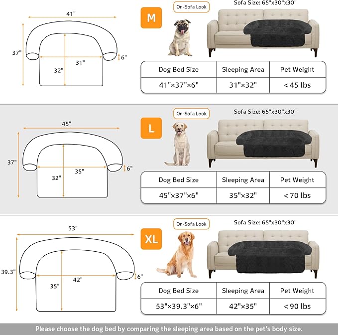 Calming Dog Bed Fluffy Plush Dog Mat for Furniture Protector with Removable Washable Cover for Large Medium Small Dogs and Cats (Large(45x37x6), Dark Grey)-PawvioPets