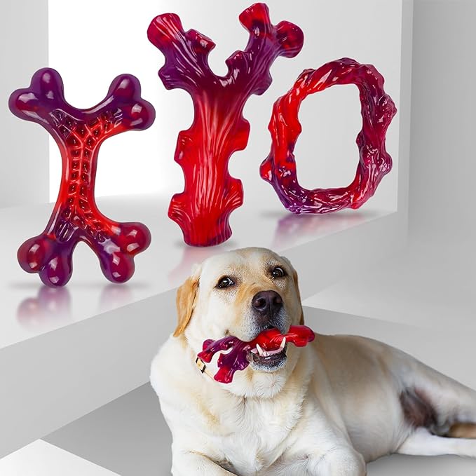 3 Pack Indestructible Dog Chew Bones for Aggressive Chewers - Heavy Duty Long Lasting Chew Toys for Large Dogs, Nylon Teeth Cleaning Toys-PawvioPets