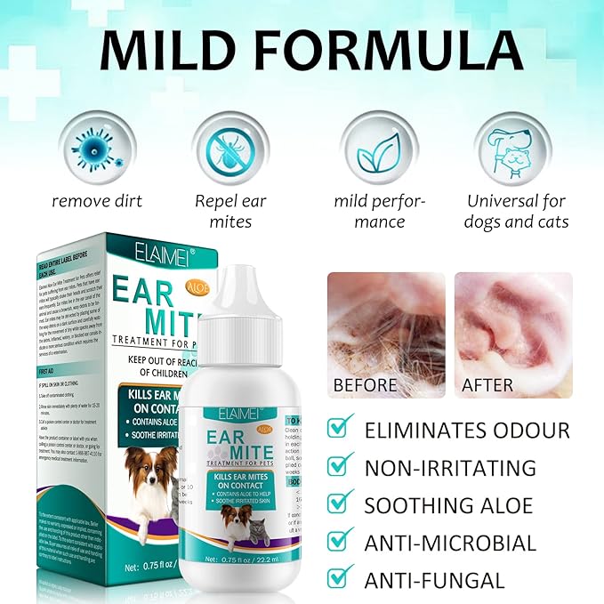 Ear Mite Treatment for Dogs, Dog Ear Infection Treatment, Ear Mite Treatment for Dog Yeast Infection, Alleviation Suffering from Ear Mites & Itching and Odours Stinky Stuff for Dogs Ears-PawvioPets