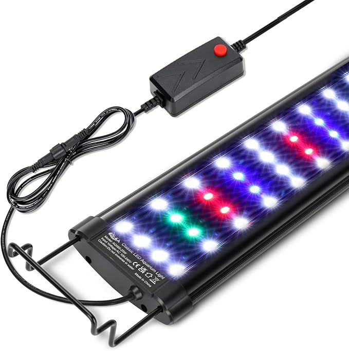 AQQA Aquarium Light,Full Spectrum LED Fish Tank Lights,12"-54" Adjustable Multi-Color White Blue Red Green LEDs with Extendable Brackets,14W-31W for Freshwater Plants (14W (12"-18"))-PawvioPets