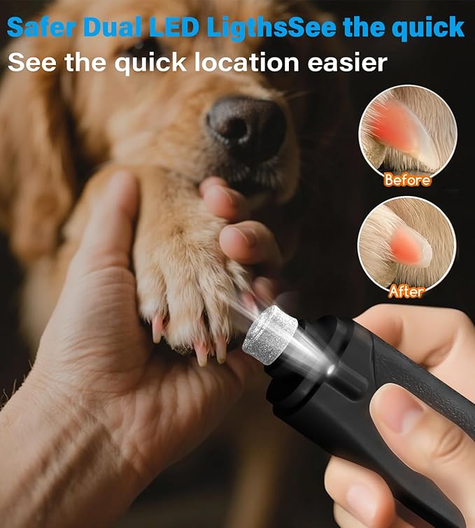 2 in 1 Dog Nail Clippers & Cat Nail Clippers Trimmers for Large Medium Small Dogs Cats Claw Trimmer Quick Sensor and Safety Guard USB Rechargeable Dogs Nail Trimmer with Catcher & 2 LED Lights-PawvioPets