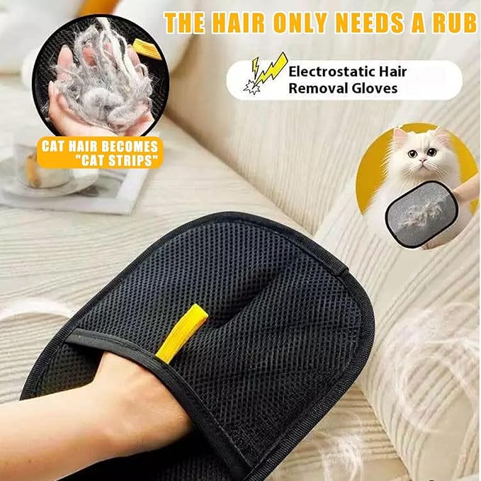 3pcs Pet Hair Removal Glove for Cats & Dogs, 2025 New Upgrade Efficient Grooming Gloves for Pet Hair, Reusable Cat Dog Electrostatic Hair Remover Grooming Glove Tool-PawvioPets