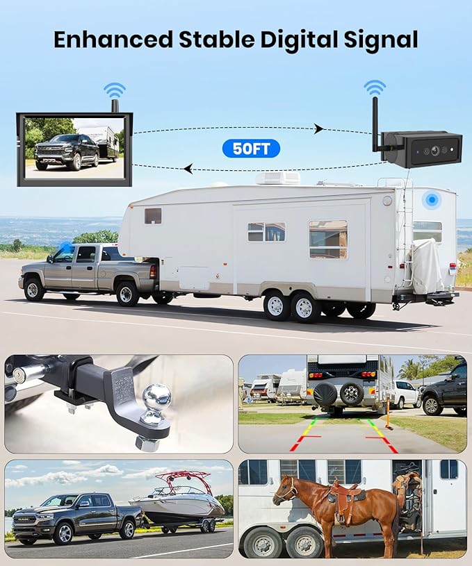 AUTO VOX Wireless Backup Camera Magnetic: 5" Portable No Wiring 1 Min Install Trailer Hitch Camera, 2-Channel HD 1080P Car Monitor & IR Night Vision Back Up Camera Systems for Truck, RV, Camper-PawvioPets