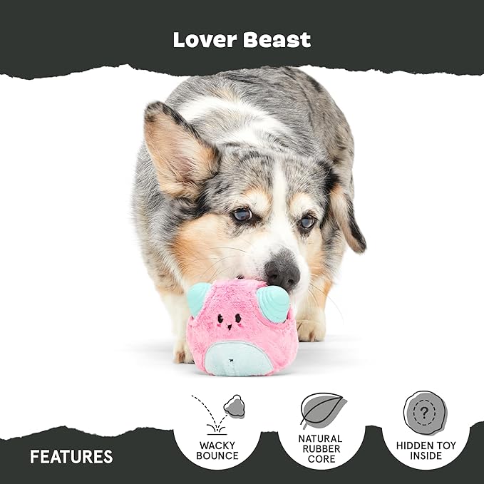 Barkbox Lover Beast Dog Toy for Aggressive Chewers | 2-in-1 Plush & Rubber Dog Toy with Squeaker | Puppy Essentials & Dog Toys to Keep Them Busy-PawvioPets
