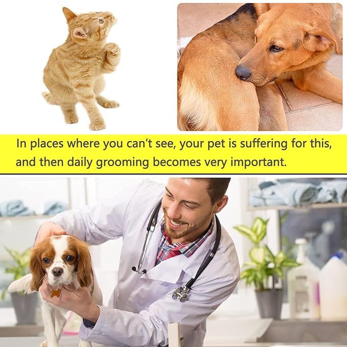 Flea Comb Lice Comb Cat Comb Dog Comb Pet Grooming Combs Tear Stain Remover Comb Remove Mucus Crust 2-in-1 Metal Round Smooth Teeth Comb Remove Floating Hair Tangles Dander (pink)-PawvioPets