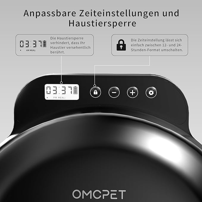 Automatic Cat Feeder Wet Food, Whisker-Friendly Automatic Cat Food Dispenser True 4-Meal Design with Locking Lid, Smart Timer Feeder for Wet Cat/Dog ，2-Ice Packs, Easy to Clean (Black)-PawvioPets