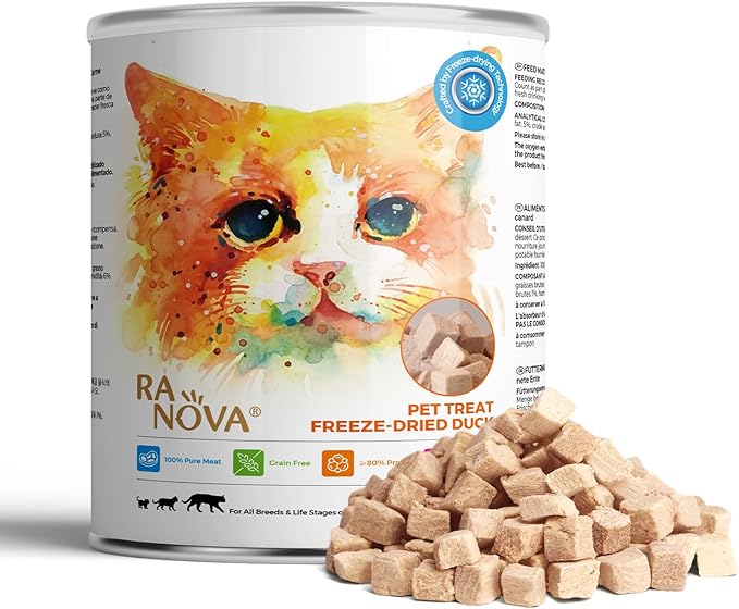 Freeze Dried Cat Treats - 100% Duck Breast Grain Free Raw - Natural Balance Limited Ingredient High Protein Cat Snack 115g/4.1oz - Picky Eater Challenger-PawvioPets
