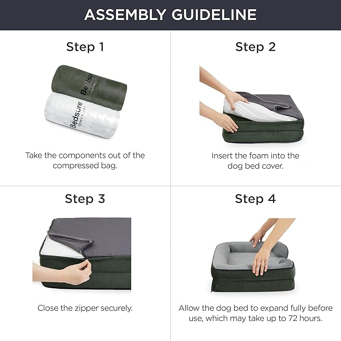 Bedsure Orthopedic Dog Bed for Medium Dogs - Waterproof Dog Sofa Beds Medium, Supportive Foam Pet Couch Bed with Removable Washable Cover, Waterproof Lining and Nonskid Bottom, Dark Green-PawvioPets