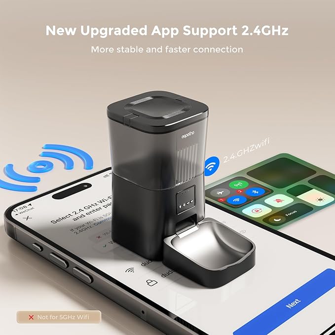 Espelho Automatic Cat Feeders WiFi: 2.4Ghz Smart APP Control- Timed Cat Food Dispenser with Desiccant Bag Keep Fresh for Indoor- Easy Set Up and Clean with Voice Recorder- Up to 10 Meals per Day-PawvioPets