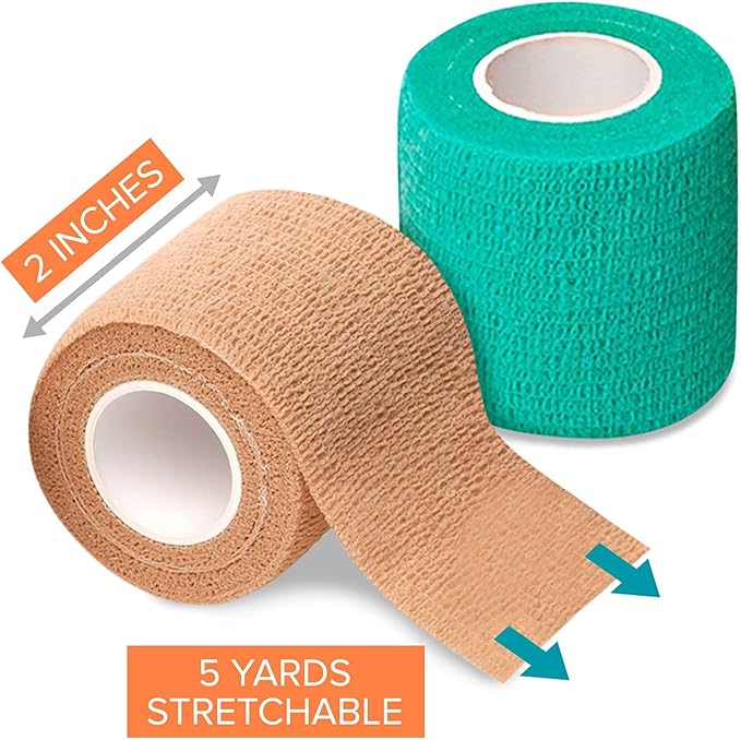 California Basics, Self Adhesive Bandage Wrap, 2 Inch by 5 Yards Non Woven Cohesive Bandage Rolls, 24 Pack, Vet/Stretch Wrap, Multi Colored Neon Medical Athletic Tape for Wrist, Waterproof-PawvioPets