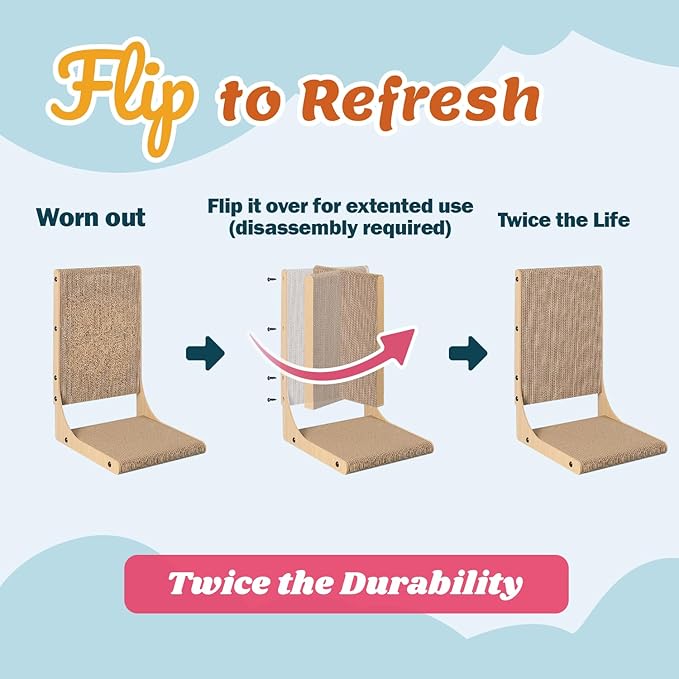 2-Pack Cat Scratching Board, 19.7'' Tall Cardboard L Shape Vertical Cat Scratchers for Indoor Cats, Cat Scratching Post for Wall and Couch, Medium-PawvioPets