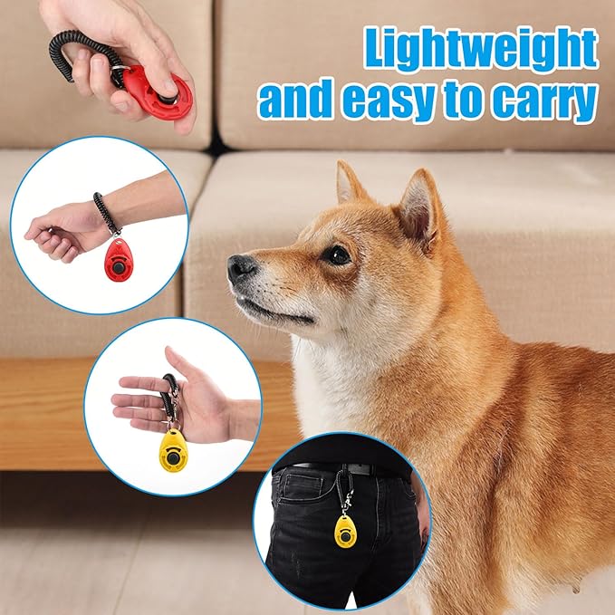 Dog Clicker for Training, 2 Pack Dog Training Clicker, Clicker Dog Training with Wrist Strap, Pet Training Clicker, Perfect for Dog Cat Puppies Behavioral Training (Red and Yellow)-PawvioPets