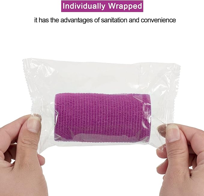 12 Pack Self Adhesive Bandage Wrap 3 inch X 5 Yards Elastic Self Adherent Cohesive Bandage for Ankle Wrist Sports Athletic Tape Pet Vet Wrap for Horses Dog First Aid Tape-PawvioPets