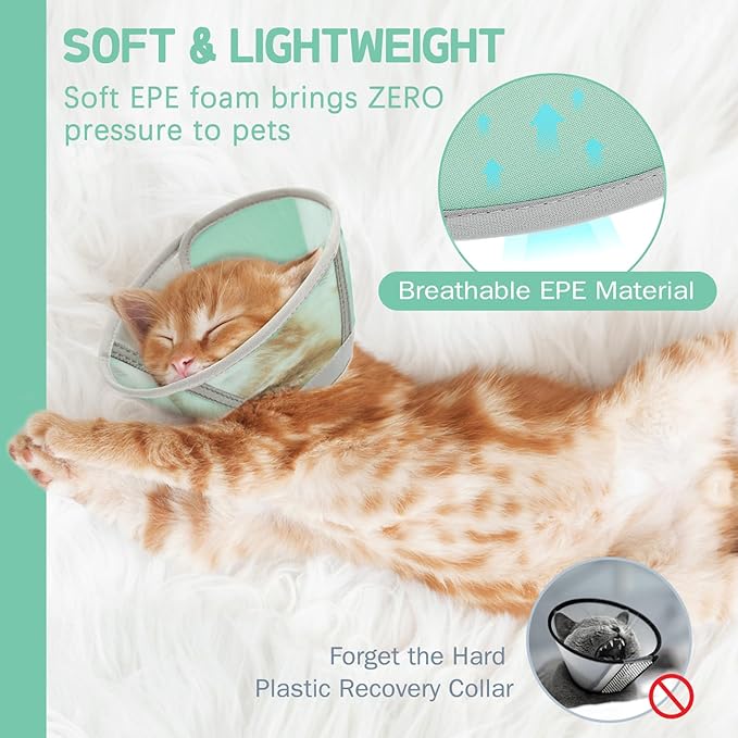 Cat Cone Collar Soft, Cat Recovery Collar for Large Medium Small Cats Kittens, Kitten Cone Alternative After Surgery-PawvioPets