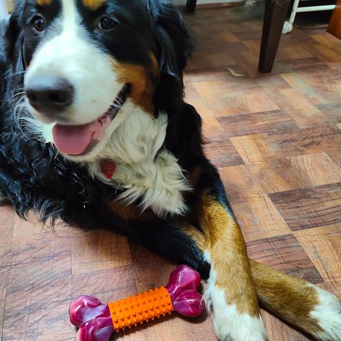 Apasiri Dog Toys for Aggressive Chewers Peanut Butter Flavored, 8" Tough Dog Chew Bone, Nylon & Rubber Chew Toy, Dog Bone Toy for Large Medium Breed 20-80lbs-PawvioPets