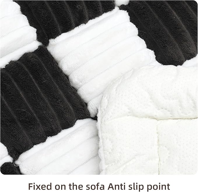 Dog Car Seat Cover for Back Seat, Plaid Backseat Pet Bed Mat, Non-Slip Travel Dog Bed for Backseat Extenders, 24.8" x 54", Black and White-PawvioPets