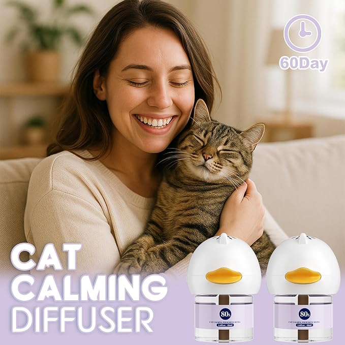 80S Cat Calming Diffuser Kit – Cat Pheromones Calming Liquid, Cat Pheromones Diffuser, 30 Days Continuous Stress & Anxiety Relief, Perfect for Multi-Cat Households, Fits All Common Diffuser Plug in-PawvioPets