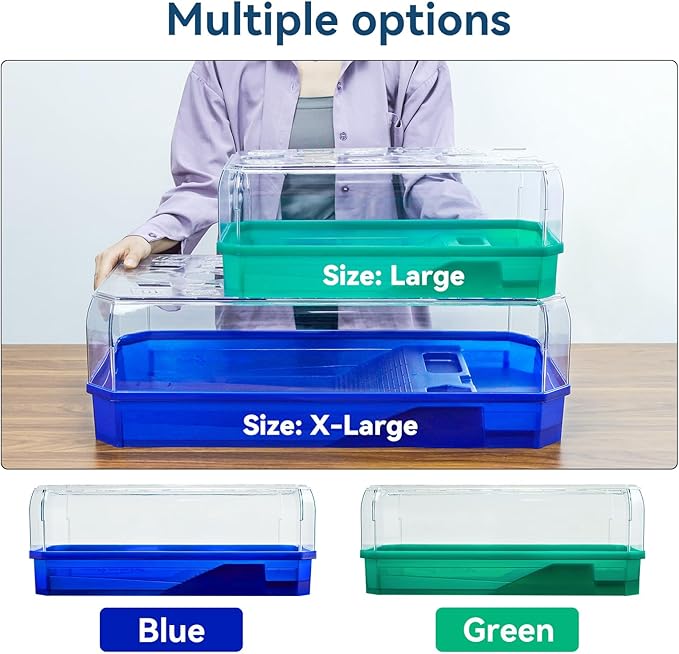 Aquatic Turtle Tank Habitat Kit Stone+Filter+Heat Lamp Enhancing Interaction with 360° Viewing, Standalone Filtration, DIY Creative Zone, Enriched Living (Blue, L[Without Light])-PawvioPets